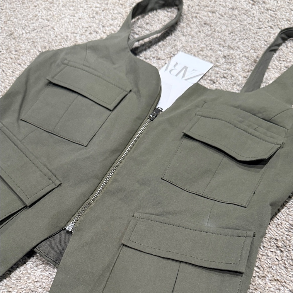 Zara Olive Green Utility Crop Top - Picture 5 of 5